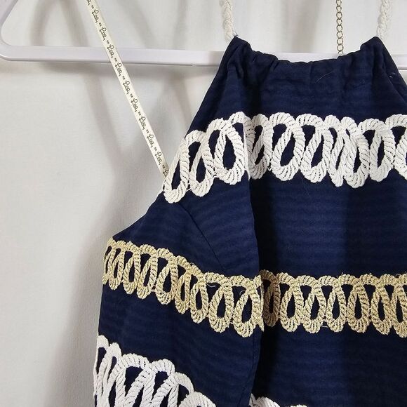 NWT Lilly Pulitzer Cambrey Dress in True Navy Rope Me - Size 2 - Picture 3 of 12